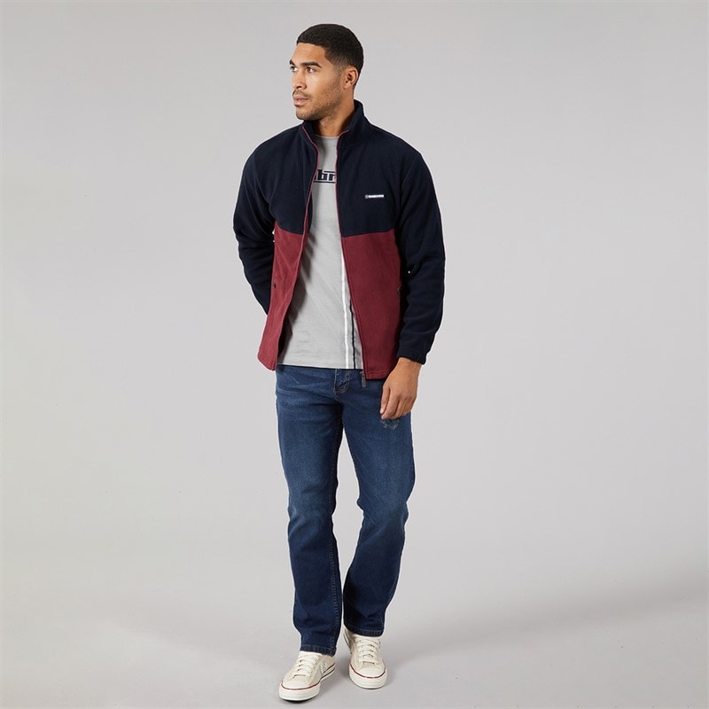 Mens Contrast Polar Fleece Dark Navy/Burgundy - Image 4