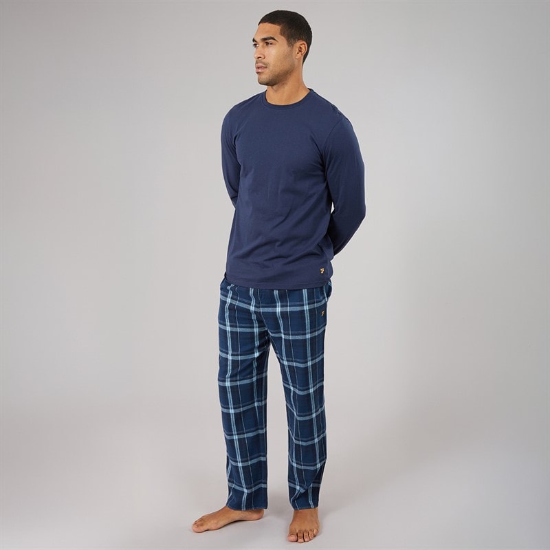 Farah Mens Steeni Lounge Set Navy/Navy Check