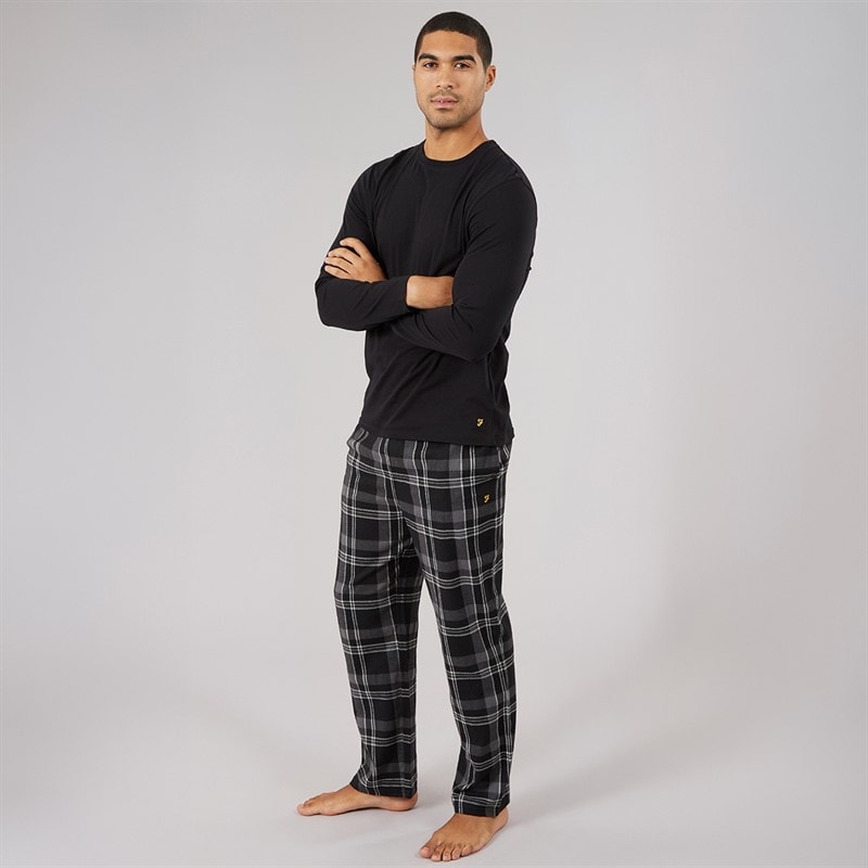 Farah Mens Steeni Lounge Set Black/Black Check