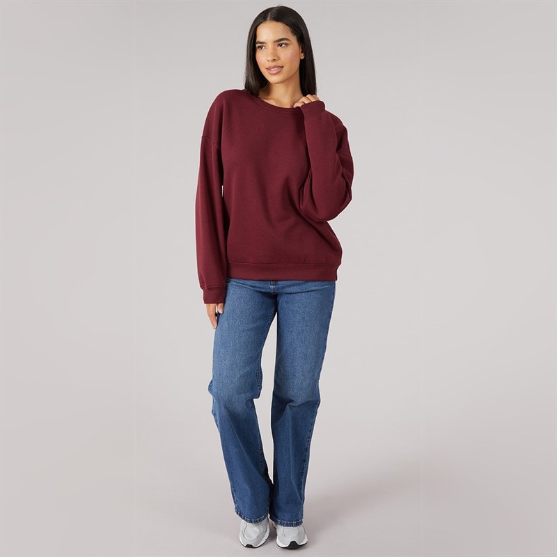 Womens Oversized Sweatshirt Burgundy - Image 3