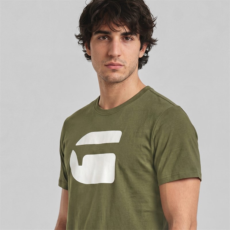 Mens Logo Slim T-Shirt Shadow Olive - Image 3