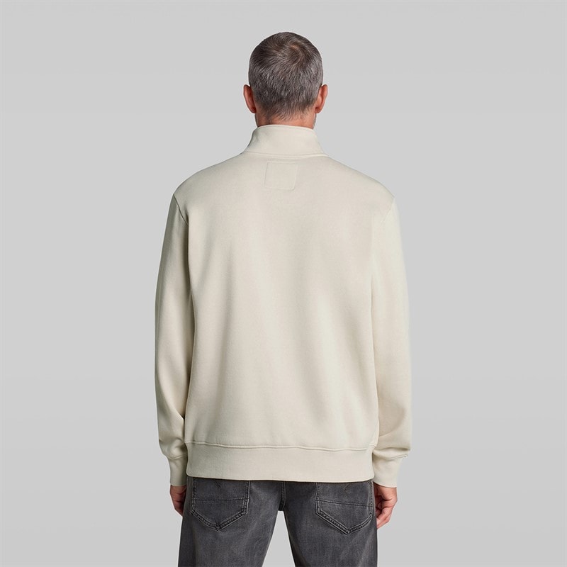 Mens Half Zip Sweatshirt White - Image 2