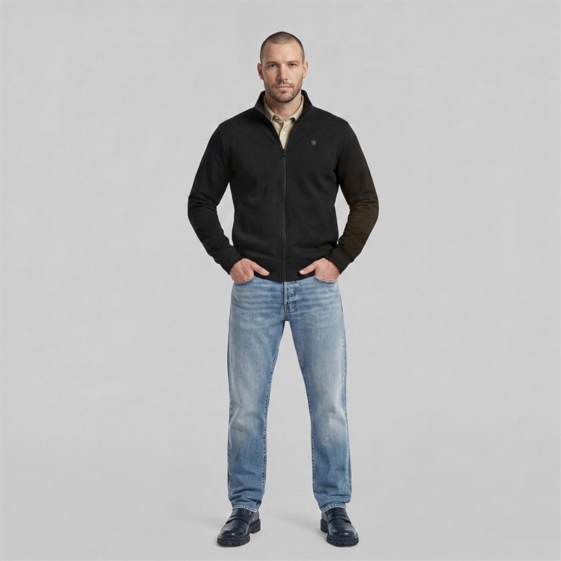 Mens Core Zip Sweatshirt Black - Image 4