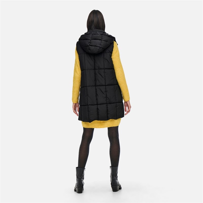 Womens Daisy Long Padded Gilet Black - Image 3