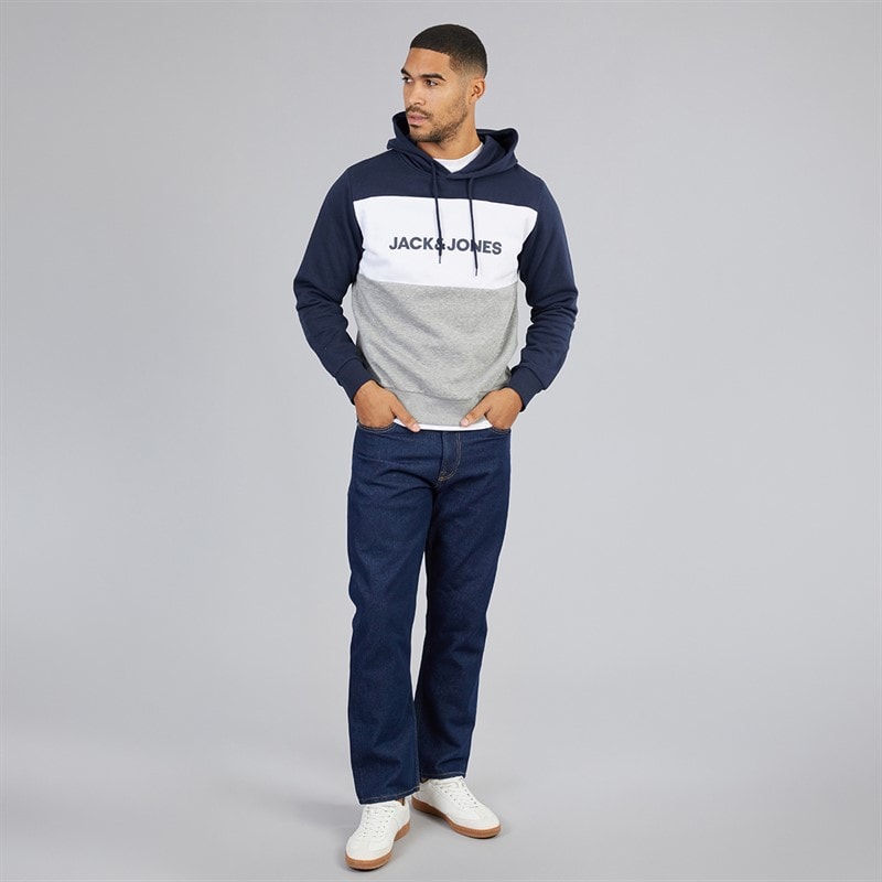 Mens Logo Blocking Hoodie Navy Blazer - Image 3