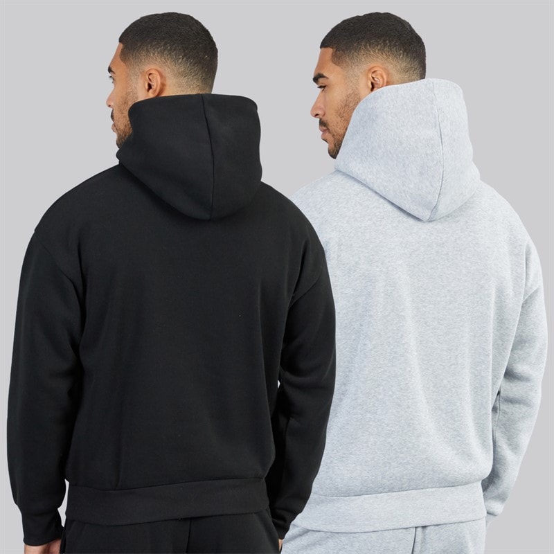 Mens Oversized Two Pack Hoodies Black/Light Grey Marl - Image 2