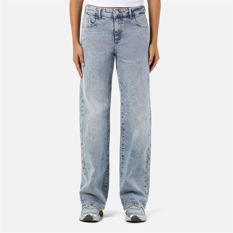 Noisy May Womens Yolanda Wide Leg Jeans Light Blue Denim