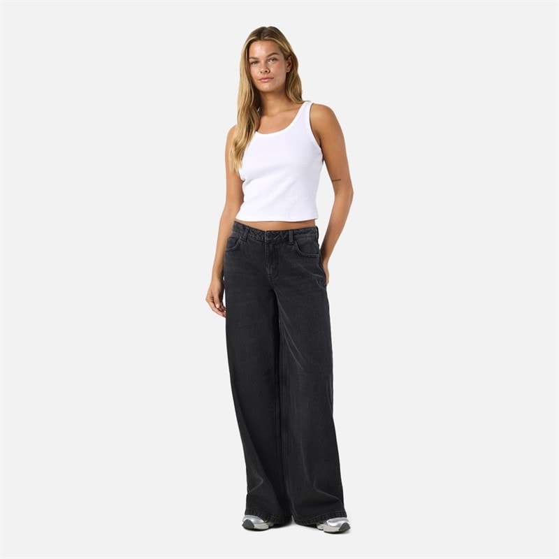 Womens Kettie Wide Leg Jeans Black Denim - Image 2
