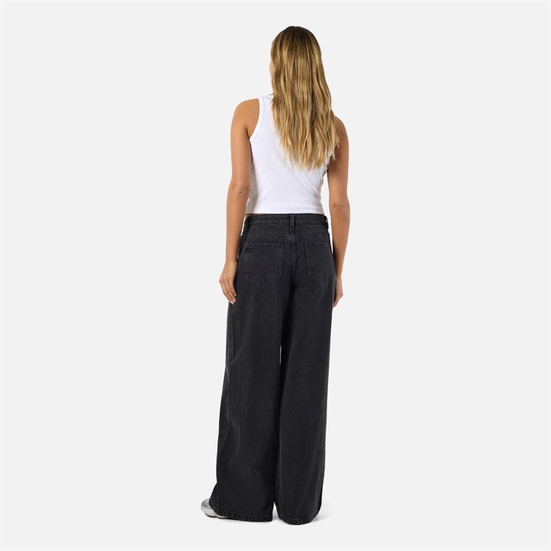 Womens Kettie Wide Leg Jeans Black Denim - Image 3