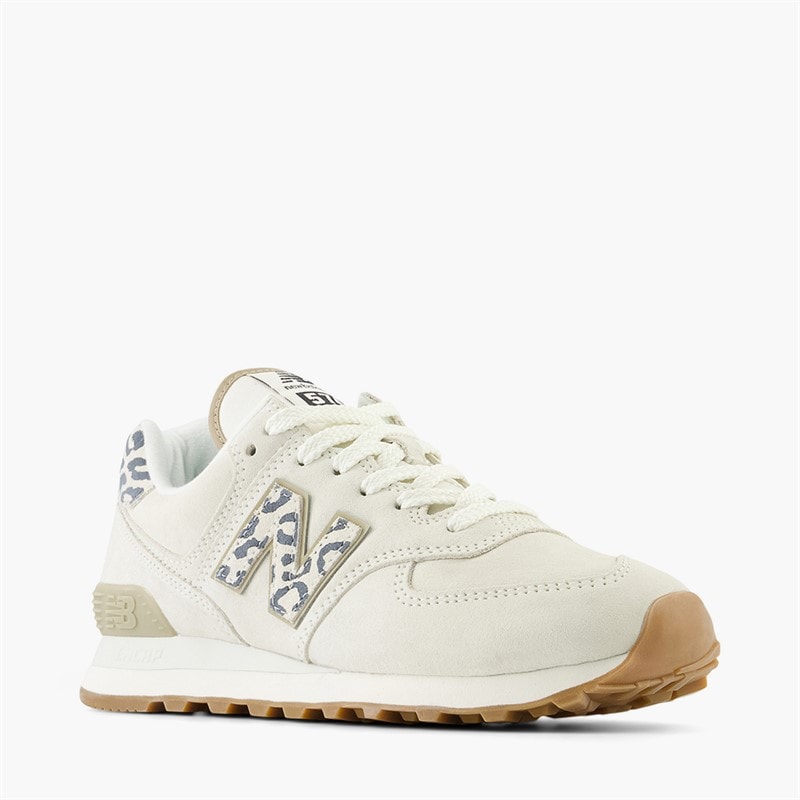 Womens 574 Trainers Sea Salt/Leopard/Gum - Image 3