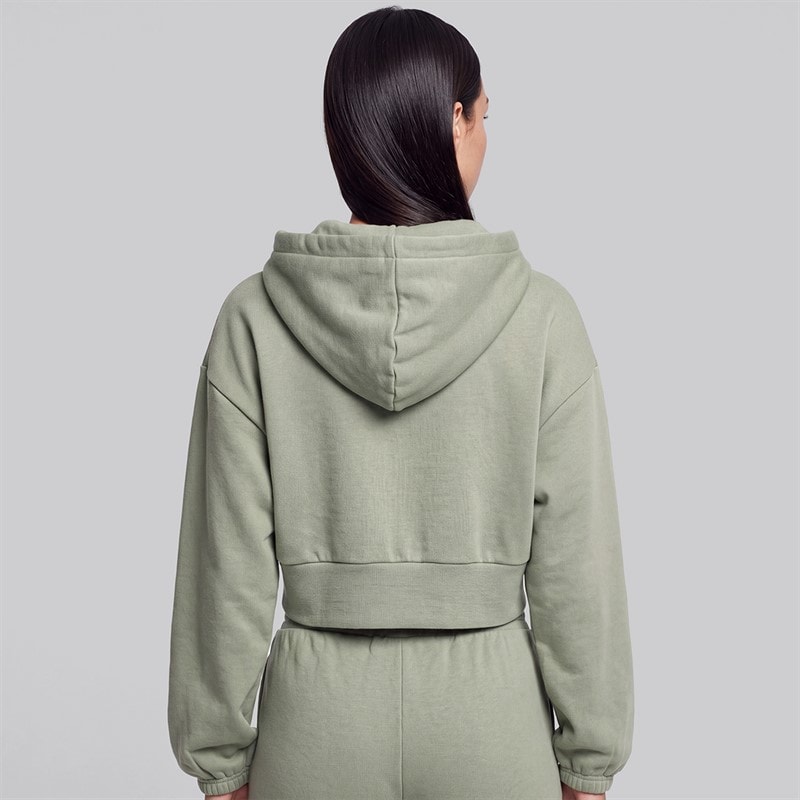 Womens Valencia Cropped Zip Through Hoodie Sage - Image 2