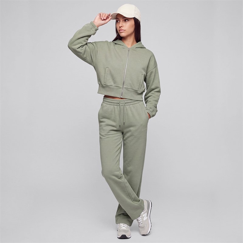 Womens Valencia Cropped Zip Through Hoodie Sage - Image 4