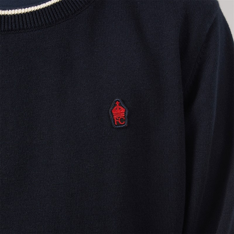 Boys Plain Tipped Knitted Jumper Navy - Image 3