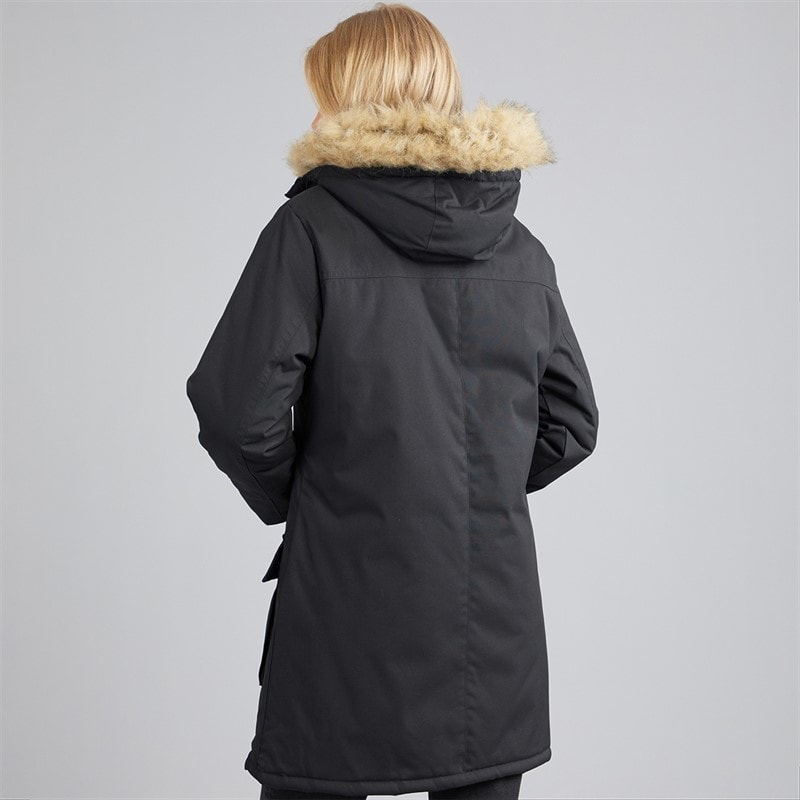 Womens Hooded Parka Coat Black - Image 2