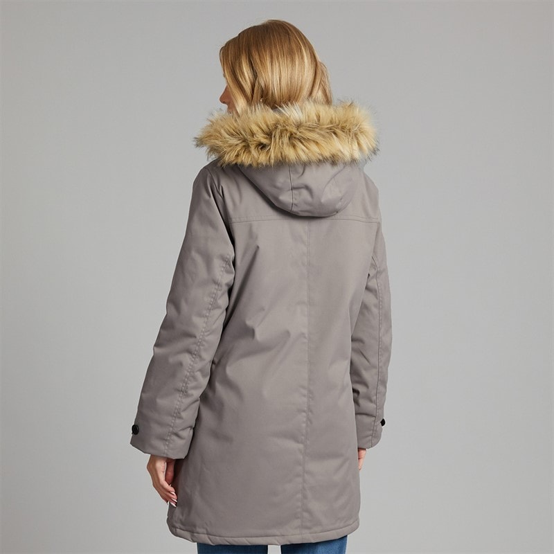 Womens Hooded Parka Coat Grey - Image 2