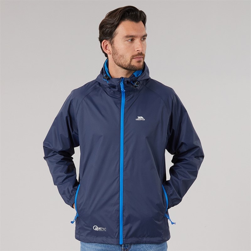 Trespass Mens Qikpac Waterproof Packable Jacket Navy