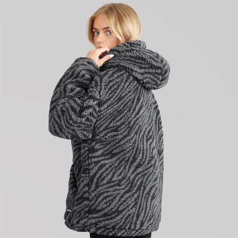 Womens Metro Borg Hooded Jacket Black - Image 2