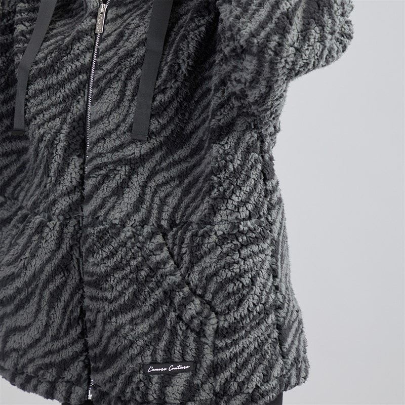 Womens Metro Borg Hooded Jacket Black - Image 3