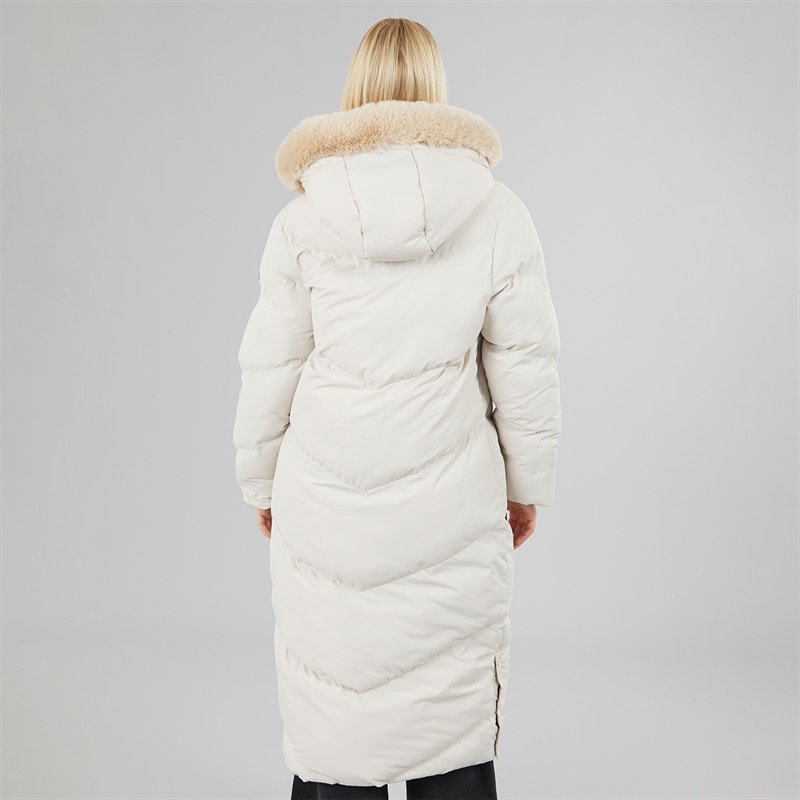 Womens Madison Long Puffer Coat Stone - Image 2