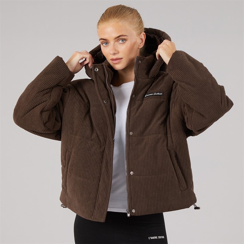 Womens Laelia Short Puffer Jacket Brown - Image 3