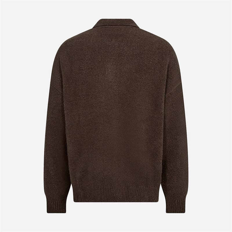 Mens Eddy Long Sleeve Polo Shirt Brown - Image 2
