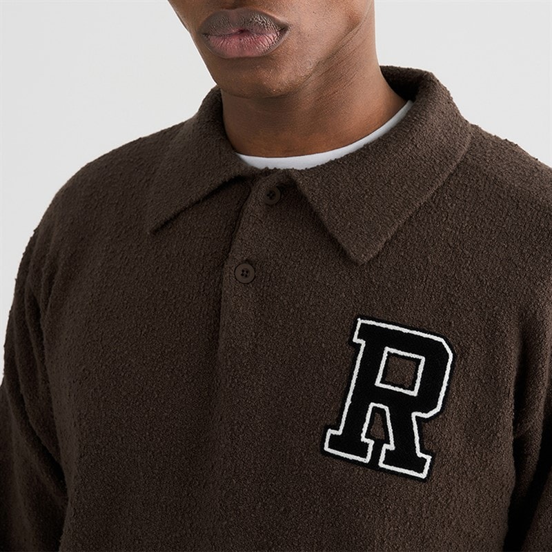 Mens Eddy Long Sleeve Polo Shirt Brown - Image 4