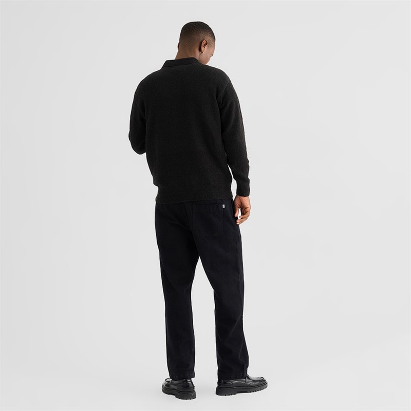 Mens Eddy Long Sleeve Polo Shirt Black - Image 3
