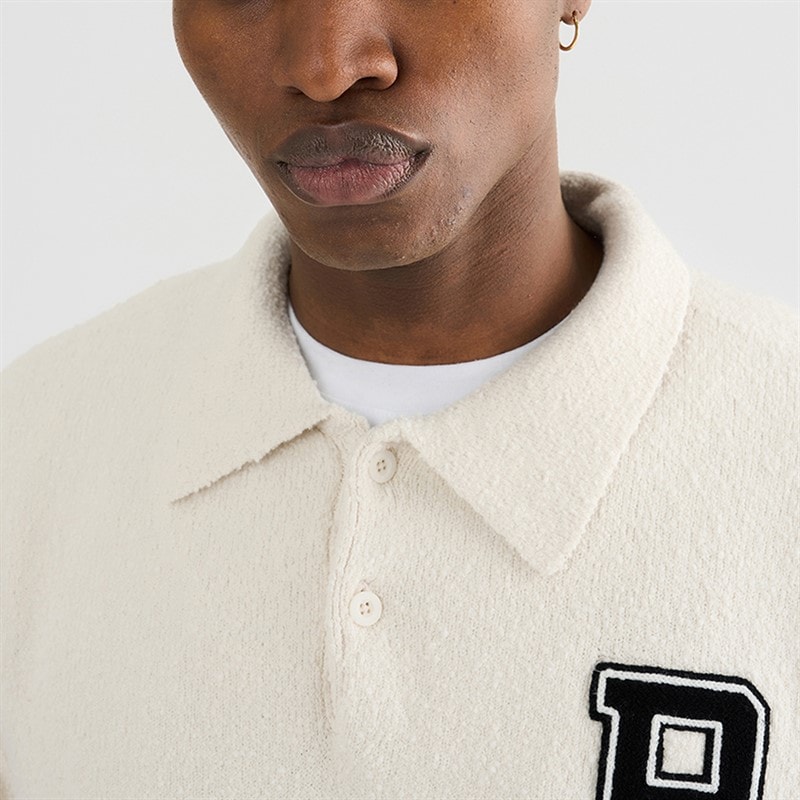 Mens Eddy Long Sleeve Polo Shirt Beige - Image 4