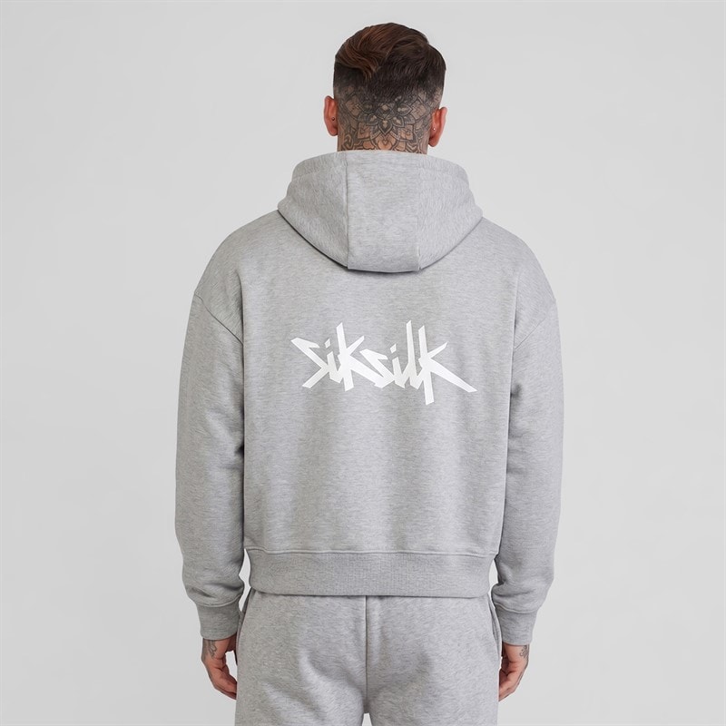 Mens Full Zip Hoodie Grey Marl - Image 2