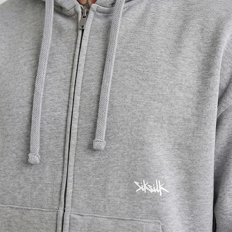 Mens Full Zip Hoodie Grey Marl - Image 3