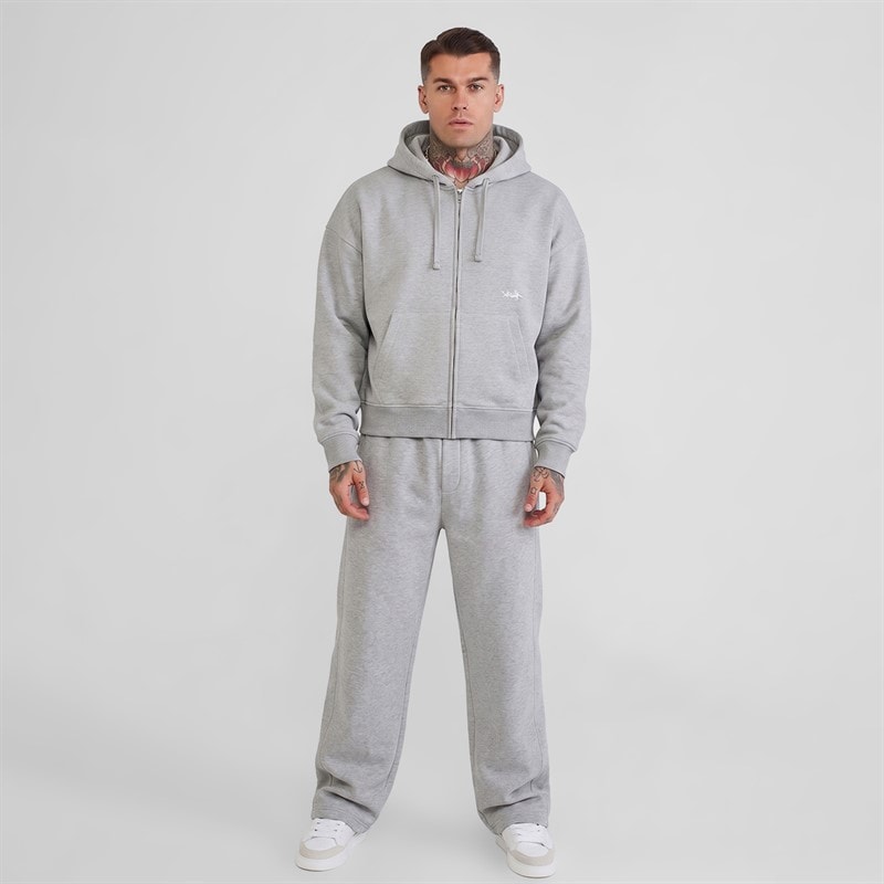 Mens Full Zip Hoodie Grey Marl - Image 4