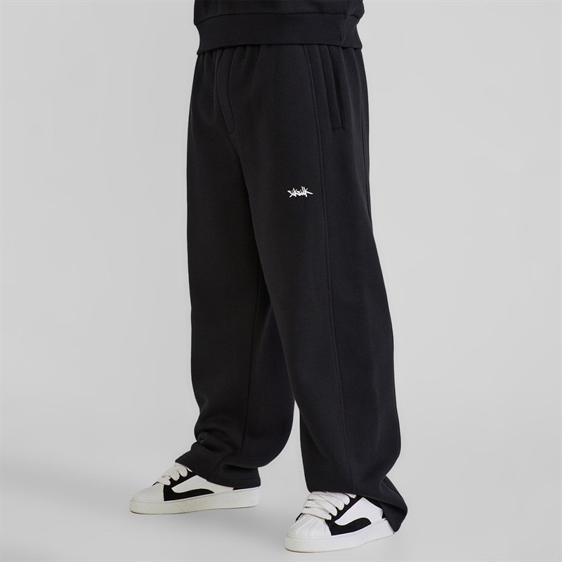 Mens Essentials Wide Leg Joggers Black - Image 3