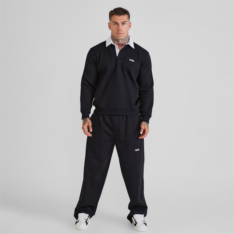 Mens Essentials Wide Leg Joggers Black - Image 4