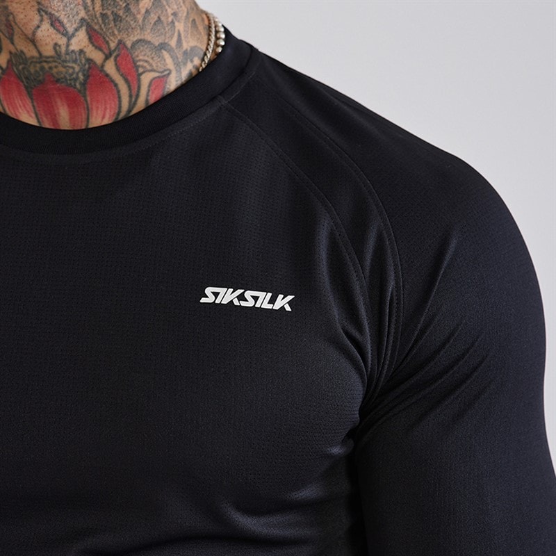 Mens Long Sleeve Tech T-Shirt Black - Image 3