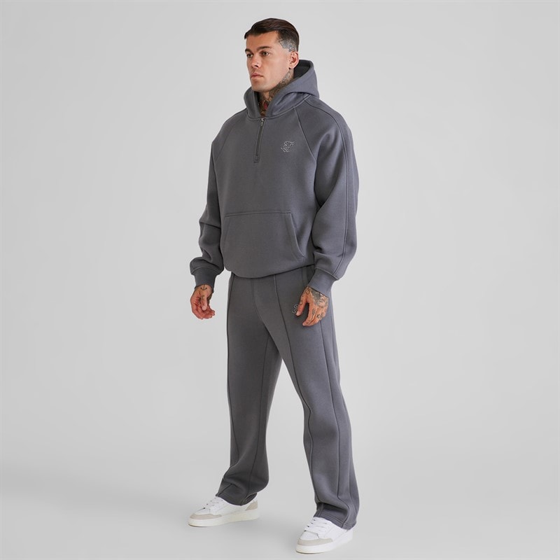 Mens Quarter Zip Hoodie and Joggers Set Grey - Image 5