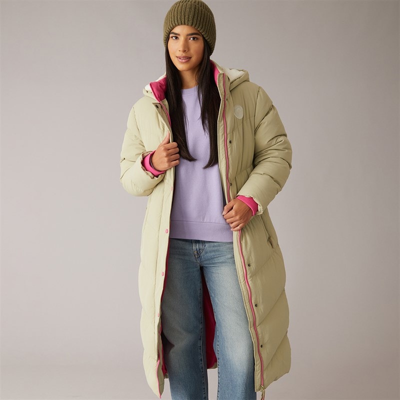 Womens Isley Long Puffer Coat Khaki - Image 1