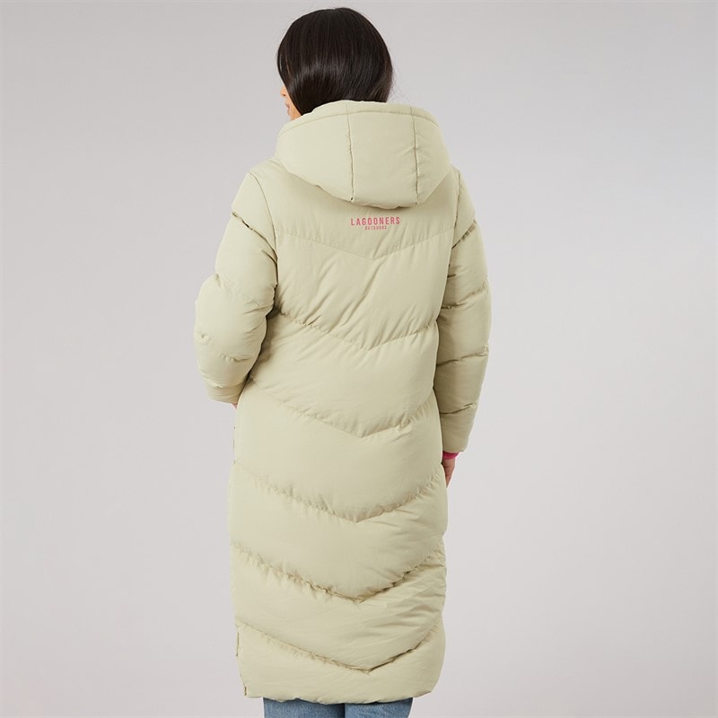 Womens Isley Long Puffer Coat Khaki - Image 2