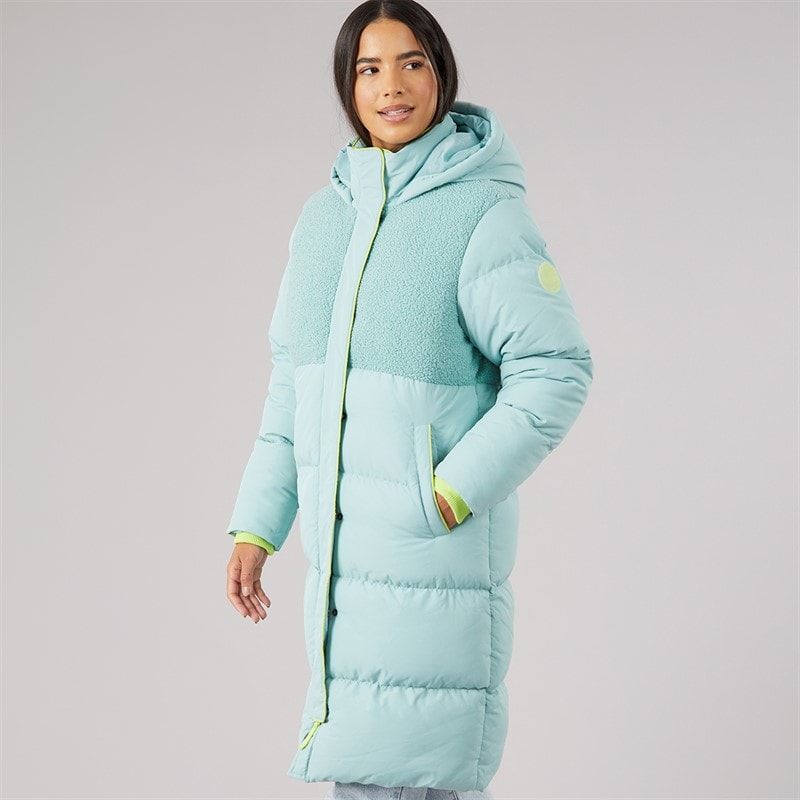 Womens Cornwall Mid Length Puffer Coat Sea Green - Image 3