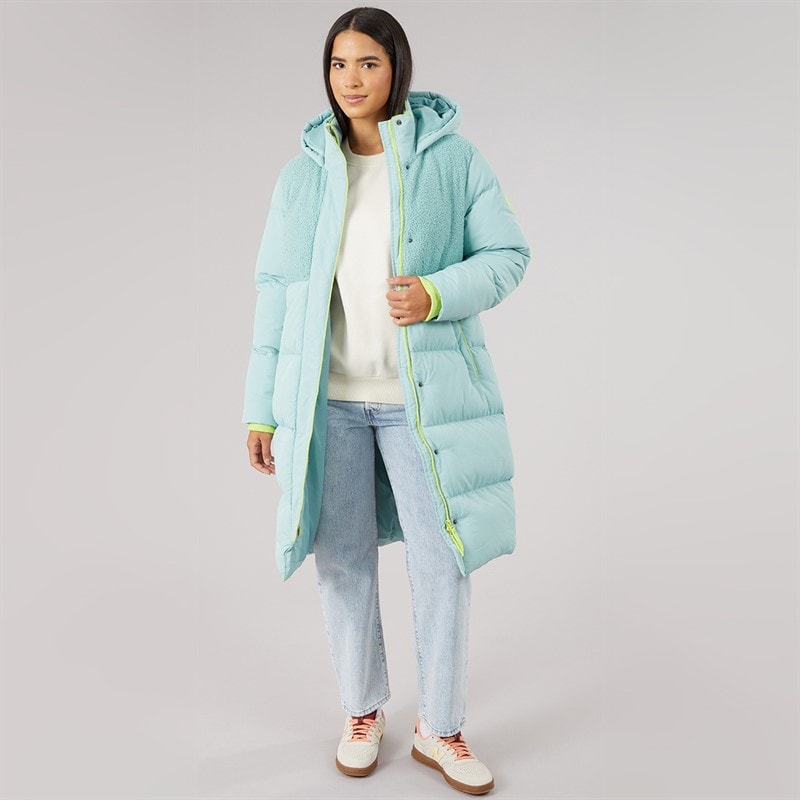 Womens Cornwall Mid Length Puffer Coat Sea Green - Image 4