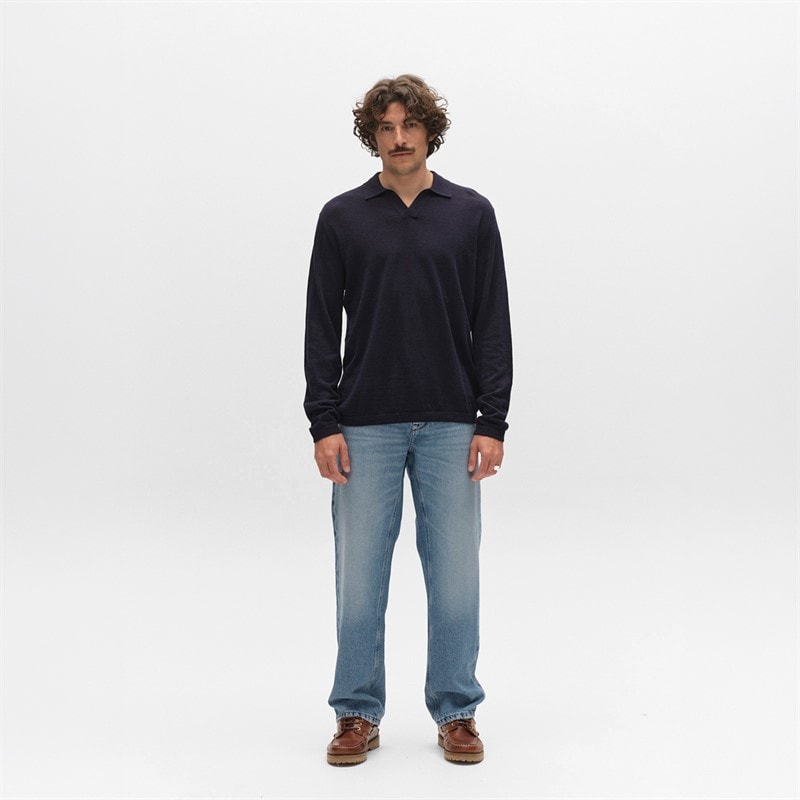 Mens Cross Dush Knitted Jumper Navy - Image 2