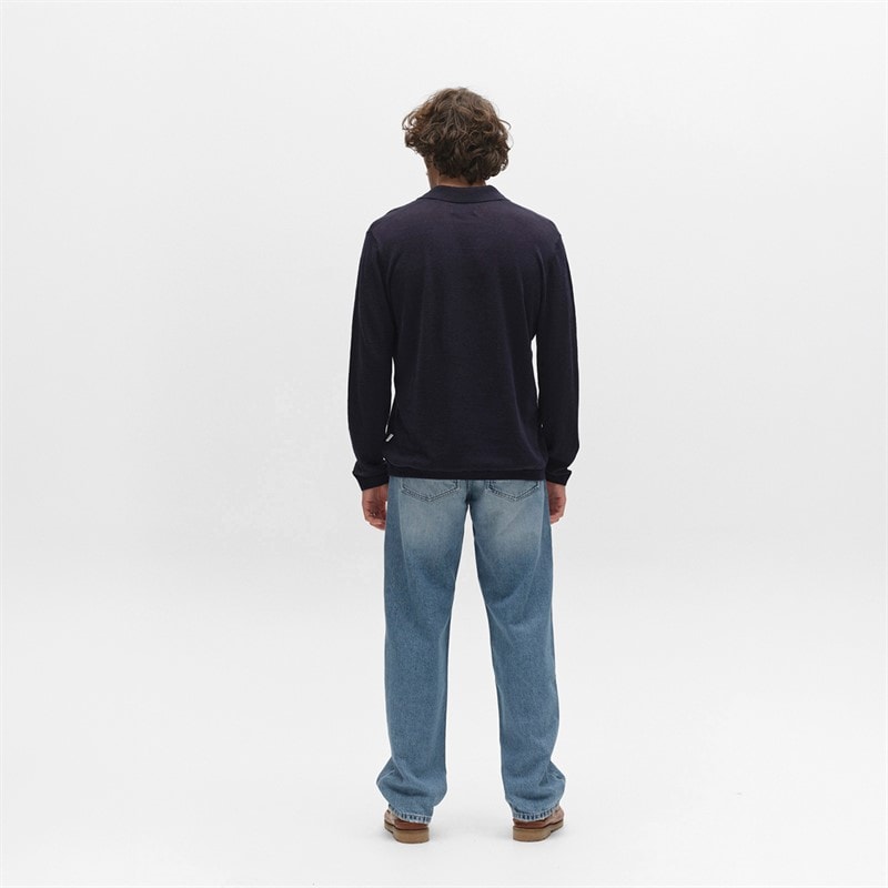 Mens Cross Dush Knitted Jumper Navy - Image 3