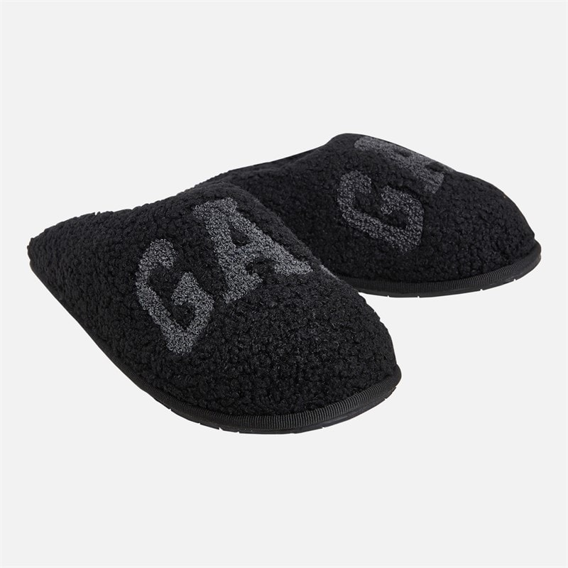 GAP Mens Plano III Borg Slippers Black