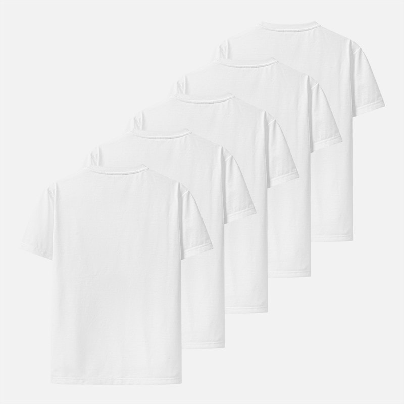 Mens Five Pack T-Shirts White - Image 2
