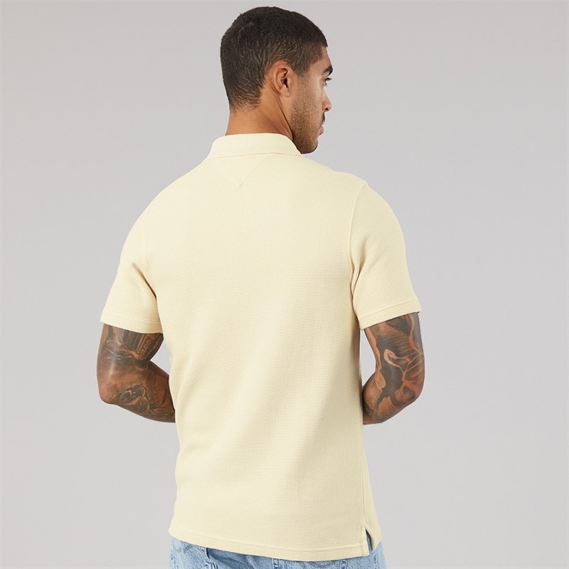Mens Washed Waffle Polo Shirt Calico - Image 2