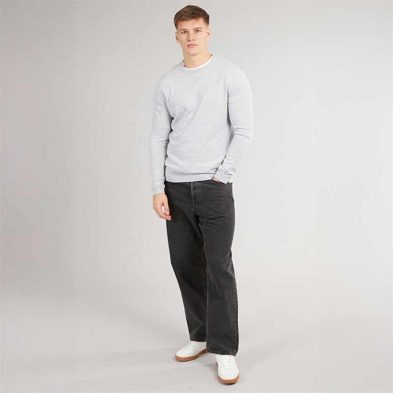 Mens Callum Crew Neck Jumper Light Grey Melange - Image 3