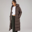 Womens Alice Long Puffer Coat Chocolate Brown
