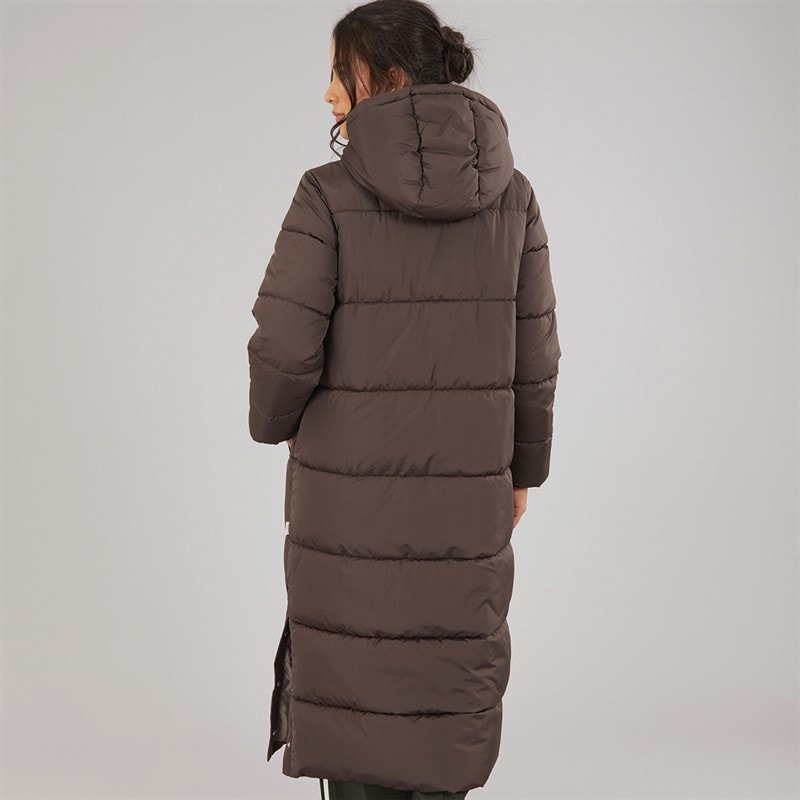 Womens Alice Long Puffer Coat Chocolate Brown - Image 2