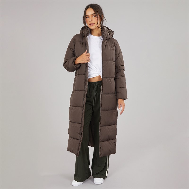 Womens Alice Long Puffer Coat Chocolate Brown - Image 4