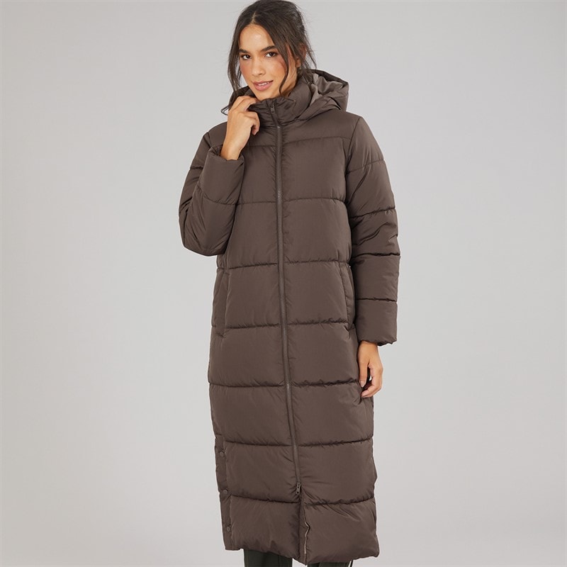 Womens Alice Long Puffer Coat Chocolate Brown - Image 5
