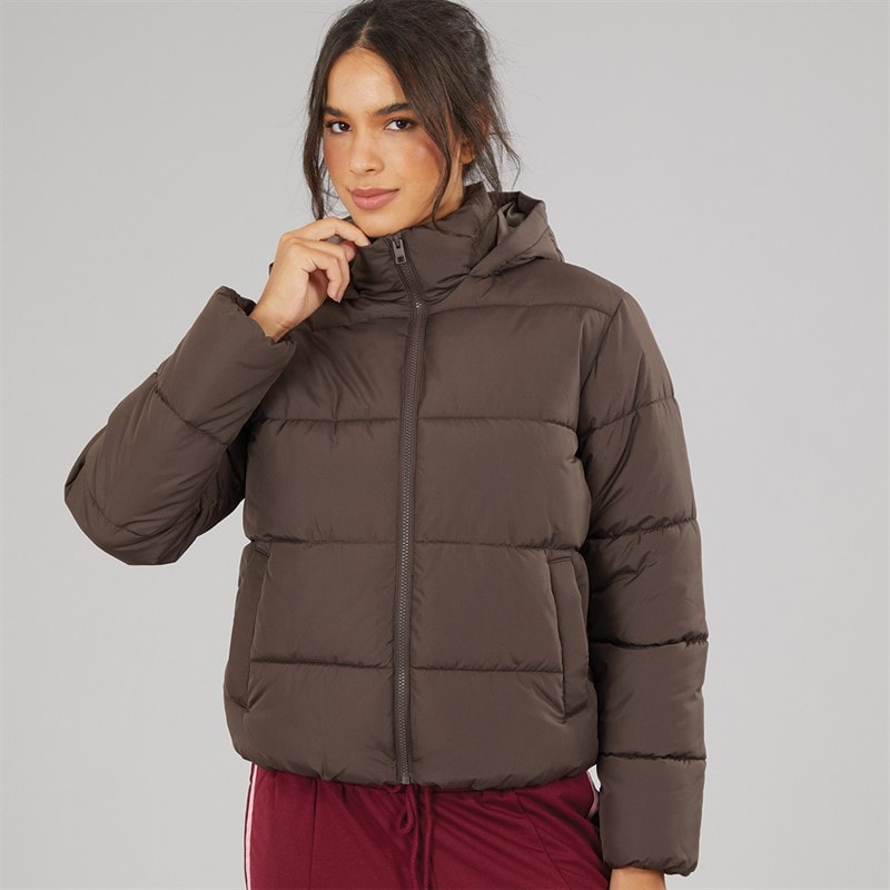 Womens Alice Puffer Coat Chocolate Brown - Image 3